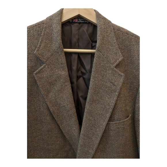 Austin Reed of Regent Street blazer brown virgin wool elbow pads tweed - Picture 3 of 13